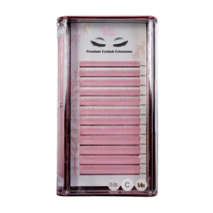 Caixa Pestanas 3D/Russas Pink C 0,05mm Mix em Caixa 12 filas