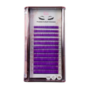 Caixa Pestanas 3D/Russas Purple C 0,05mm Mix em Caixa 12 filas