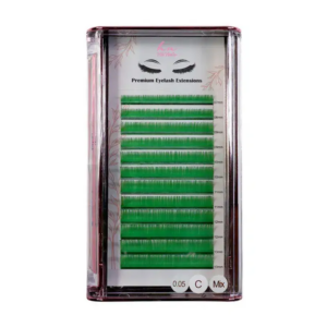 Caixa Pestanas 3D/Russas Green C 0,05mm Mix em Caixa 12 filas
